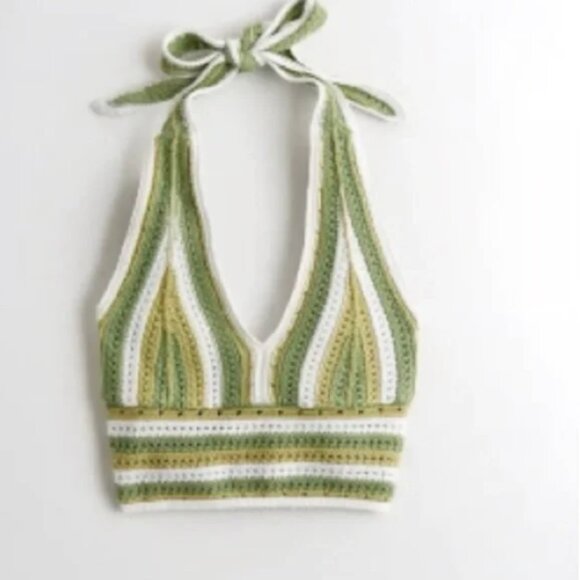 Hollister Crochet Halter Top Size Small Boho Retro - Picture 2 of 10